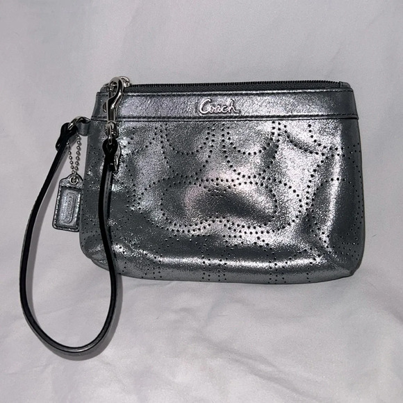 Coach Handbags - COACH Silver Wristlet
